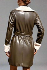 Brown warm coat with belt