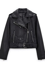 Leather jacket with belt
