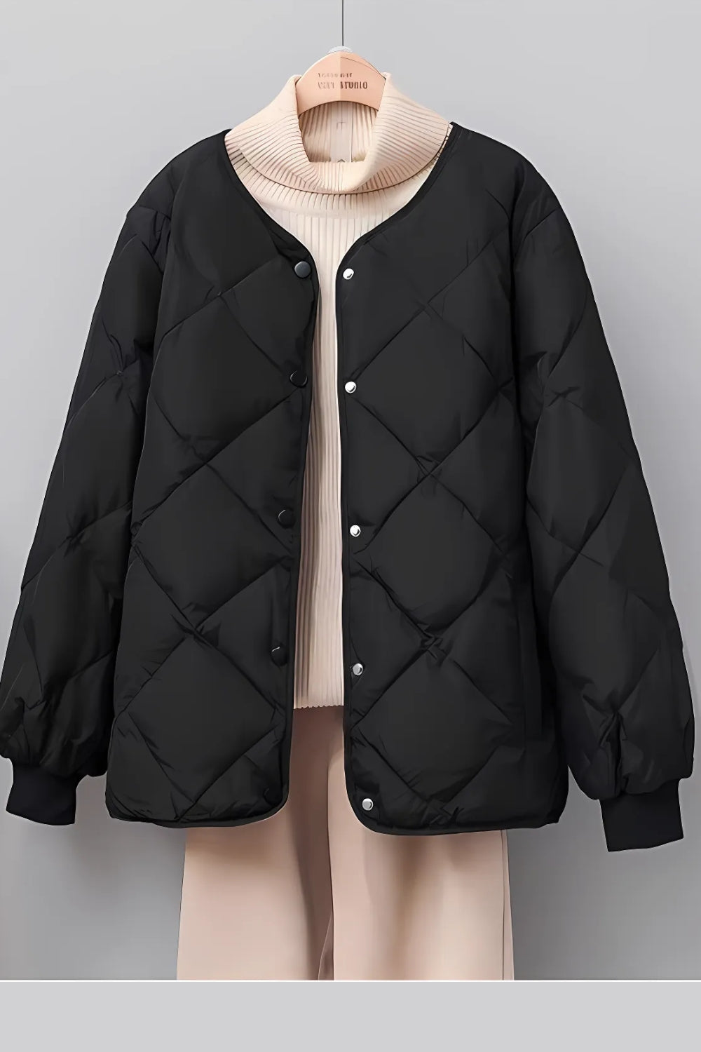 Diamond pattern quilted jacket