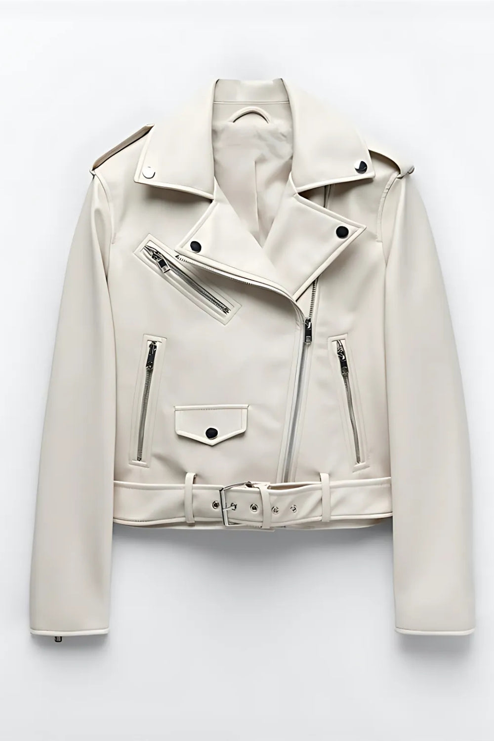 Leather jacket with belt