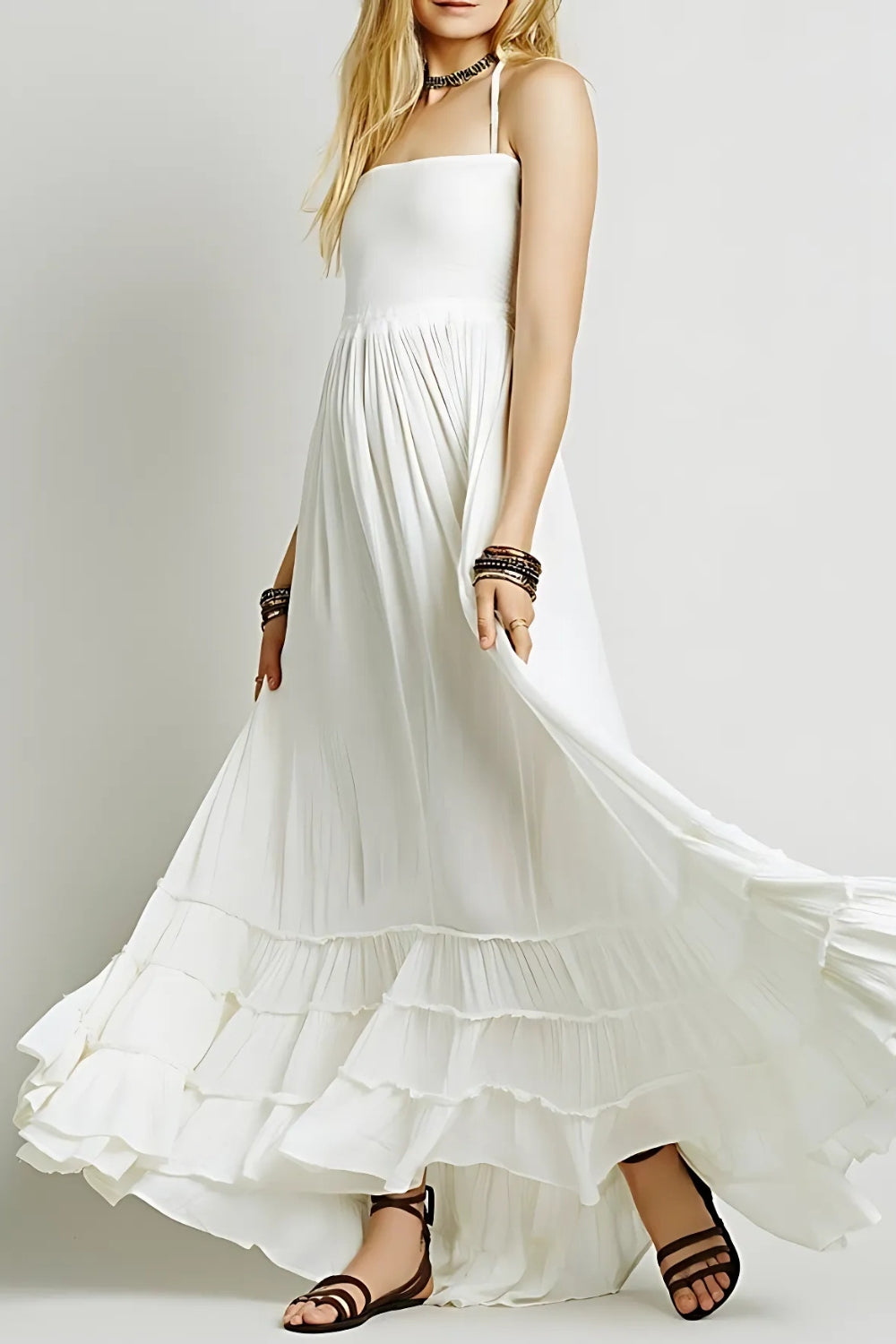 Serena Halter Neck Long Beach Dress