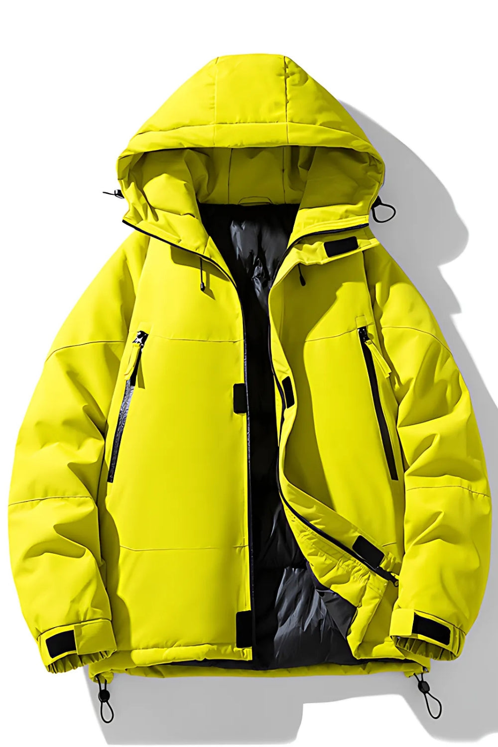 Technical down jacket with hood