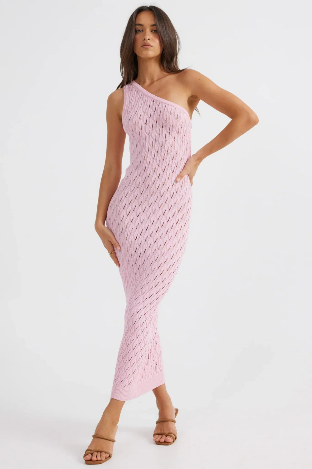 Zelena one-shoulder knit maxi dress