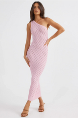 Zelena one-shoulder knit maxi dress