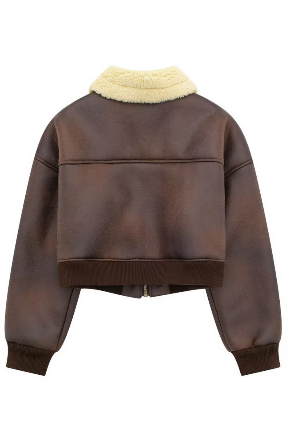 Brown fleece-lined long-sleeved jacket
