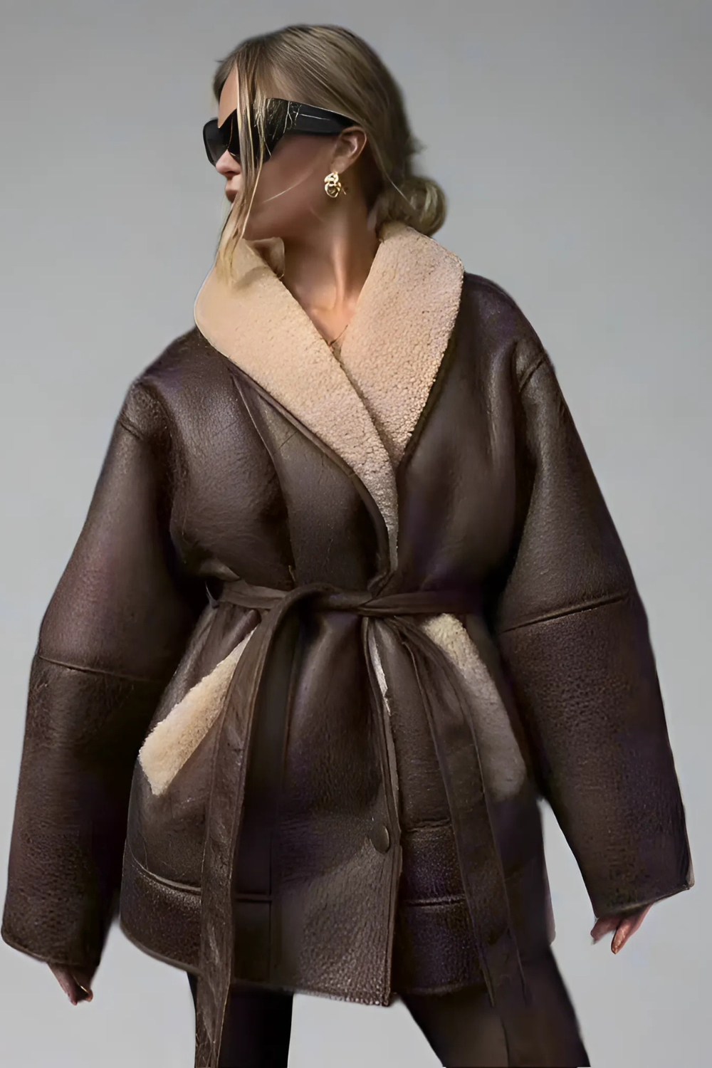 Brown suede and cashmere coat