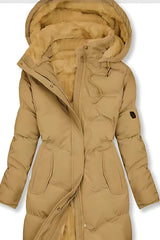 Long hooded down jacket