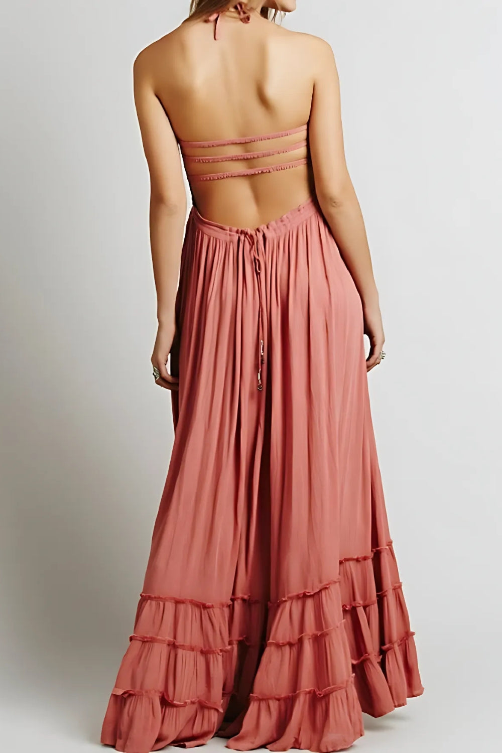 Serena Halter Neck Long Beach Dress