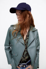 Leather jacket with belt