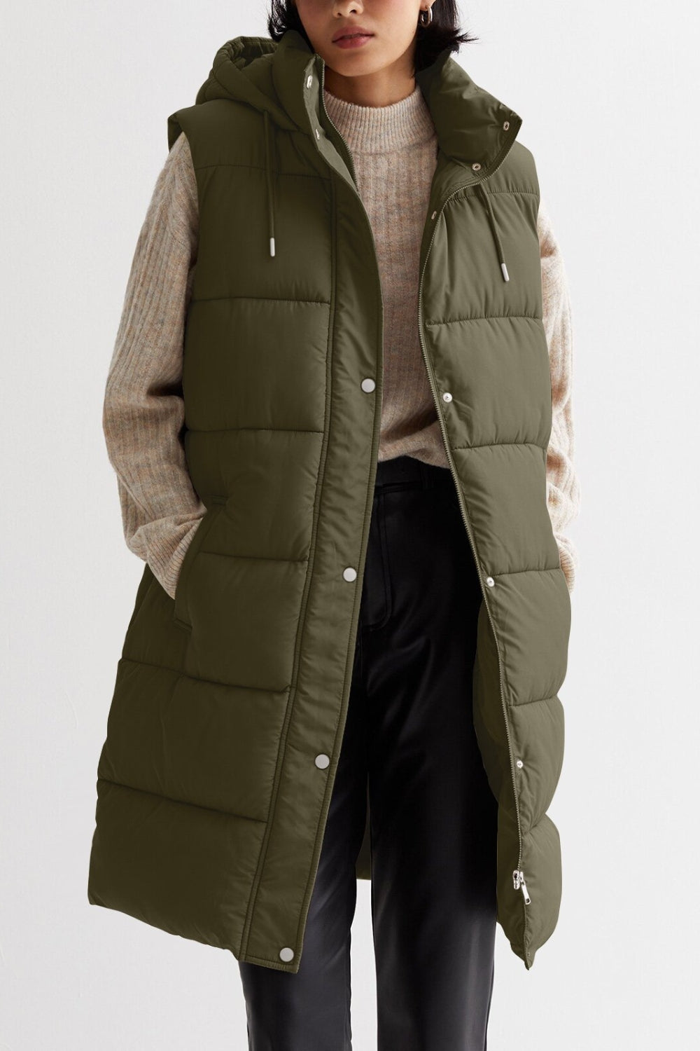 Serenity mid-length hooded vest