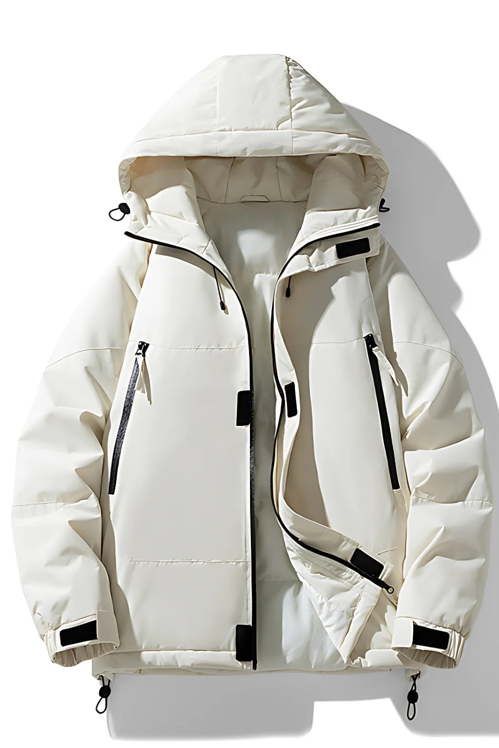 Technical down jacket with hood