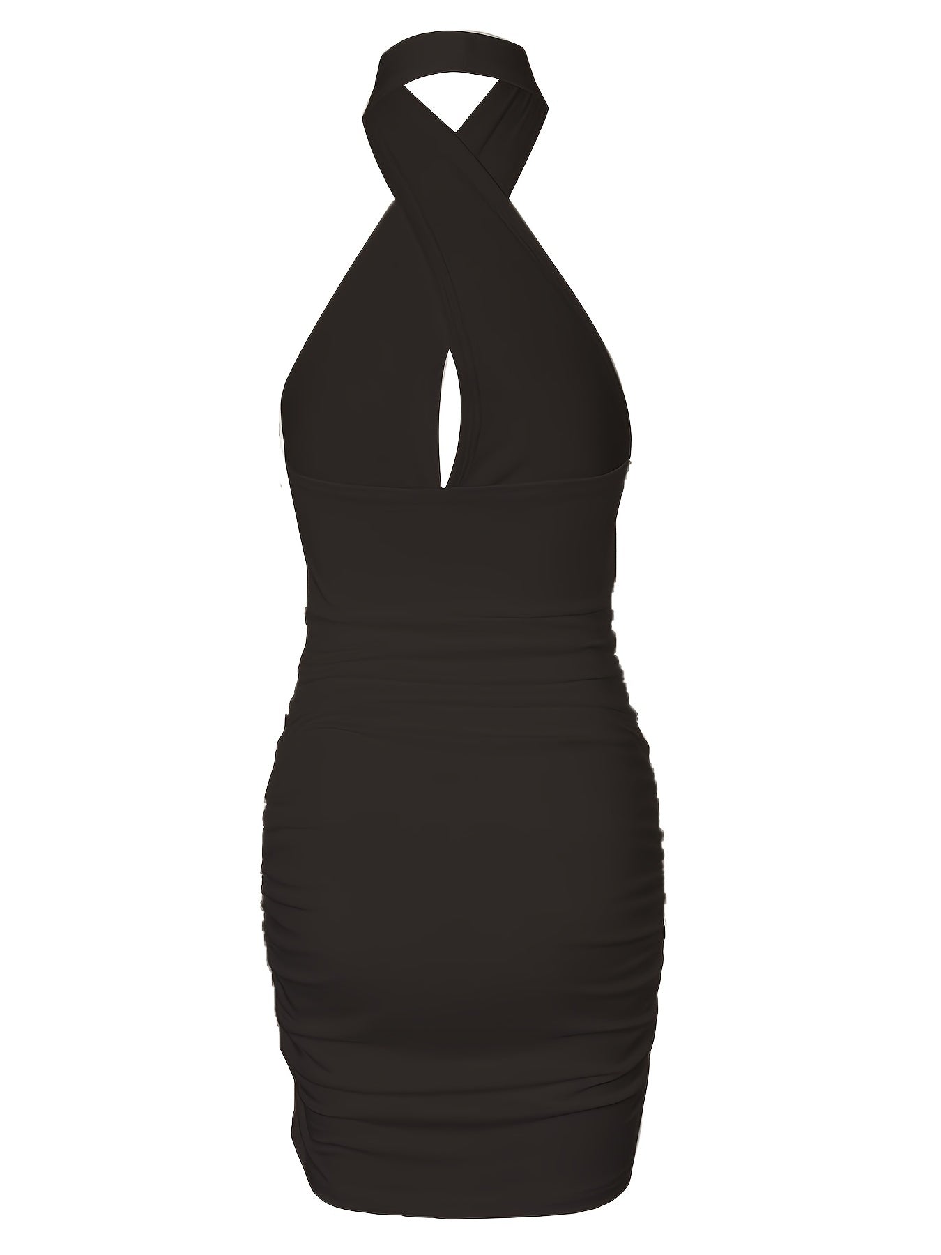 Smal halterneckklänning utan rygg med volanger