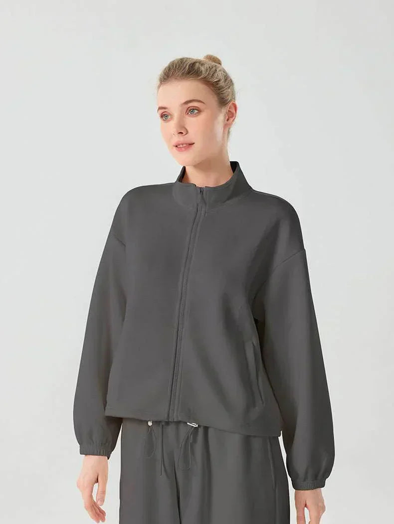 Jacket with zipper and stand-up collar