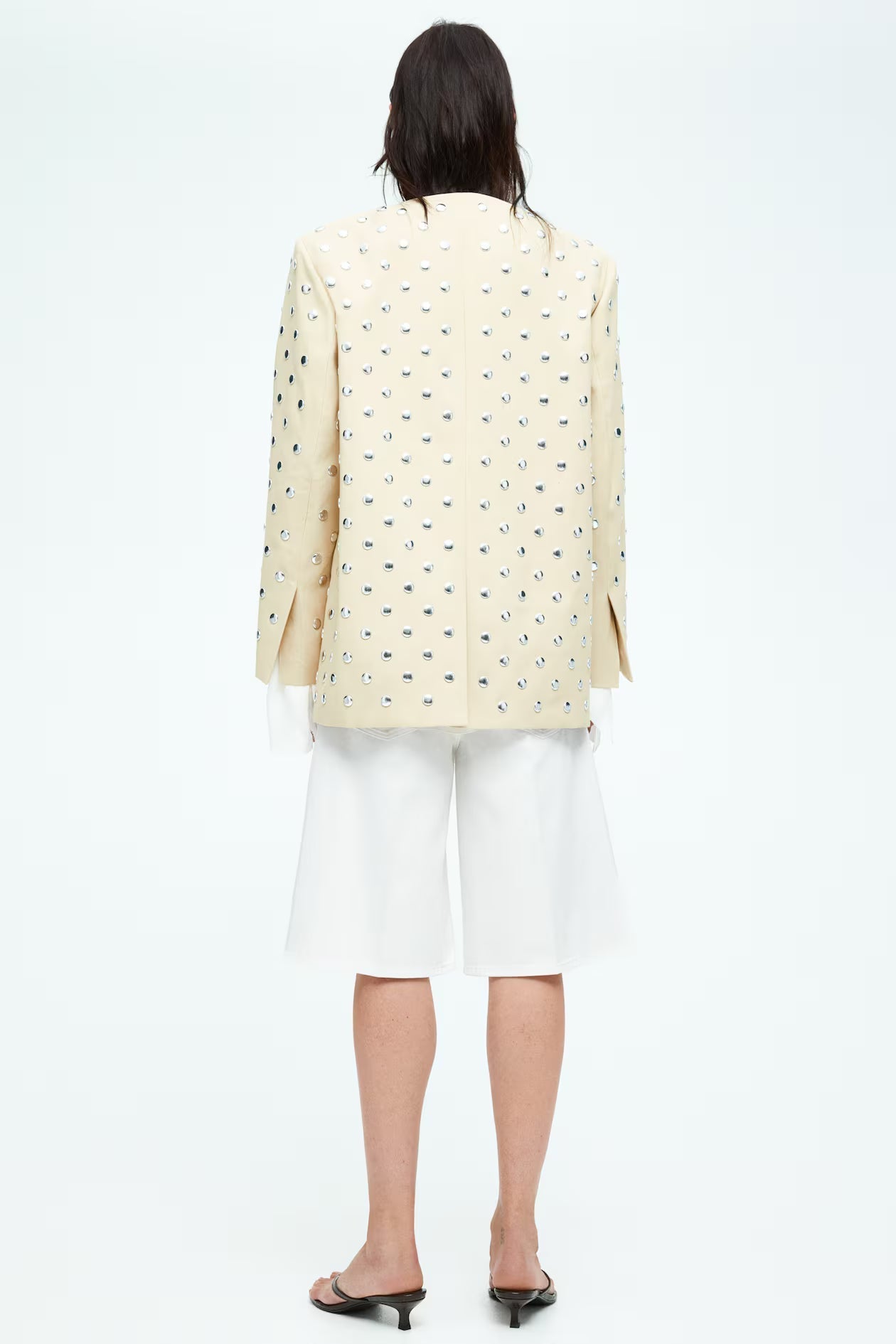 Cream blazer with silver studs