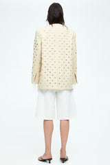 Cream blazer with silver studs