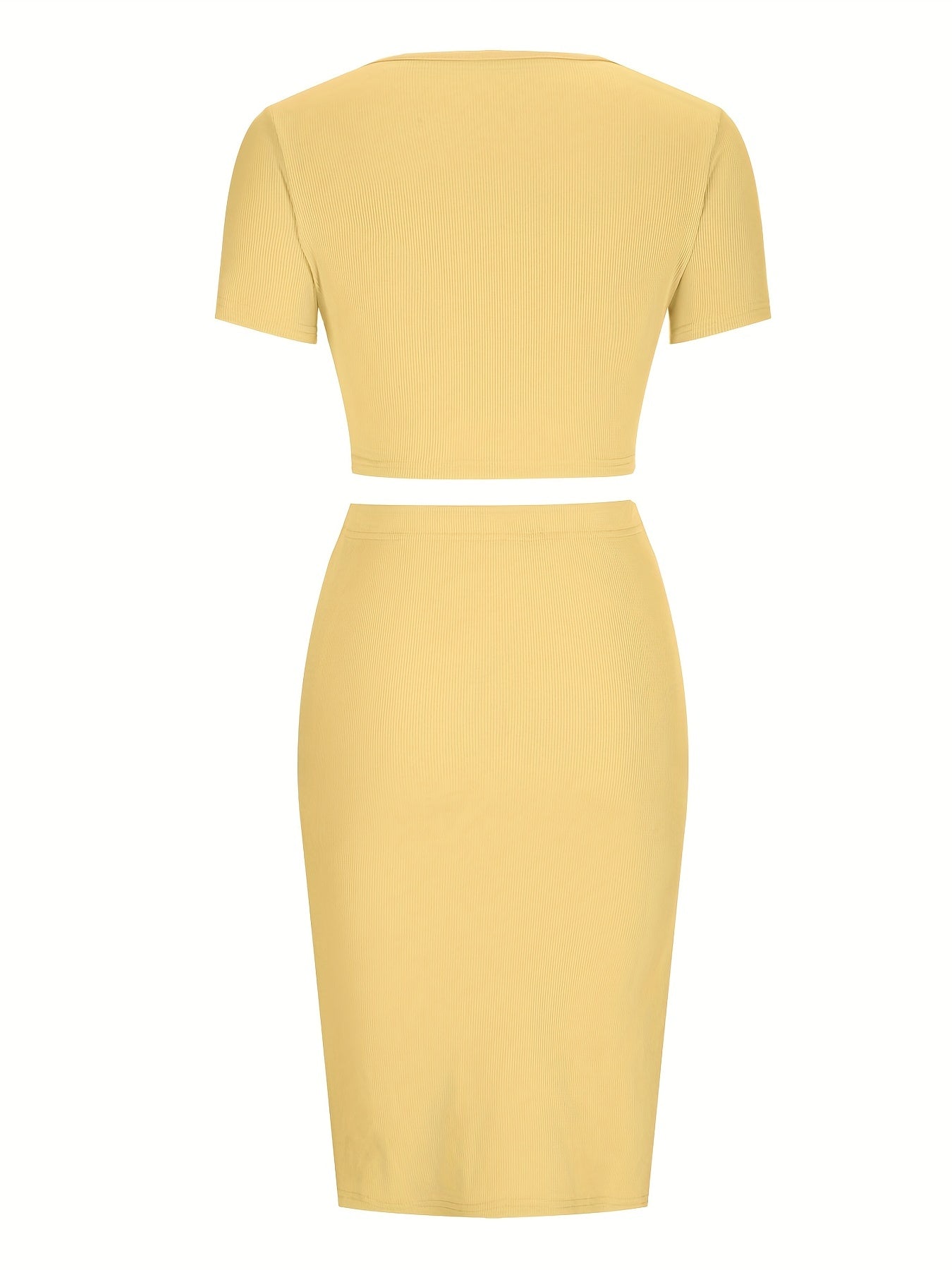 Crop top med fyrkantig halsringning och figurnära kjol