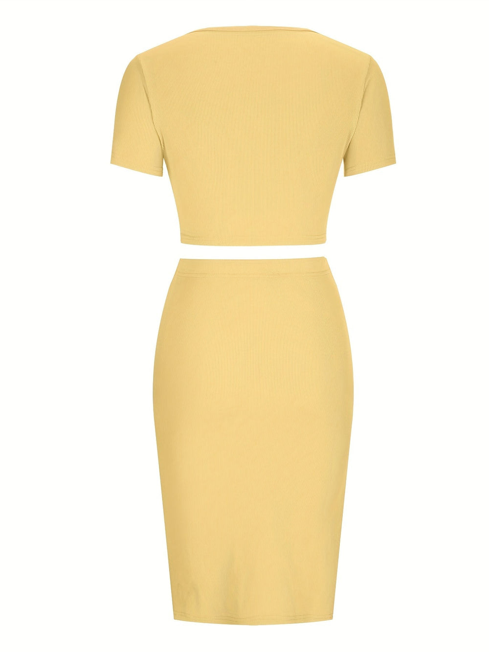 Crop top med fyrkantig halsringning och figurnära kjol