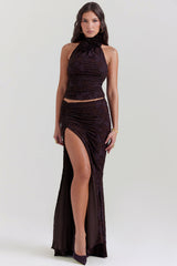 Cocoa halterneck rygglös topp med lång kjol