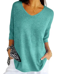 Knitted sweater with v-neck