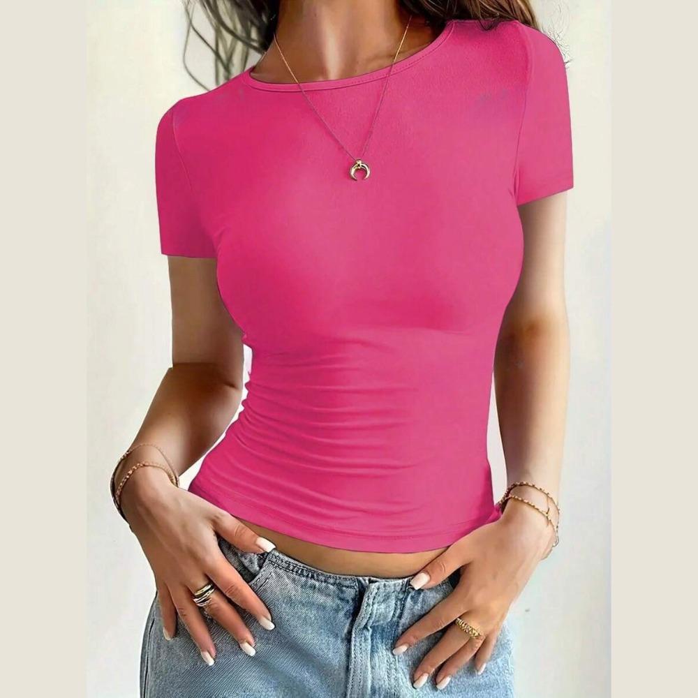 Short, slim-fit crew neck T-shirt