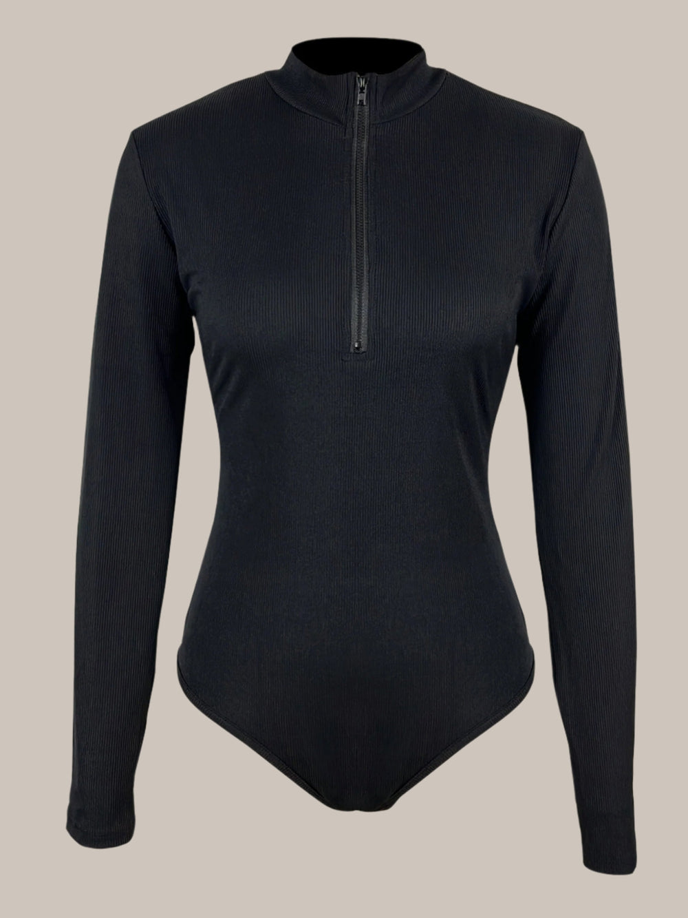 Svart slim body med dragkedja fram