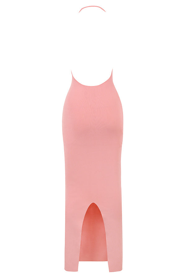 Aprikos bakluckelös långklänning