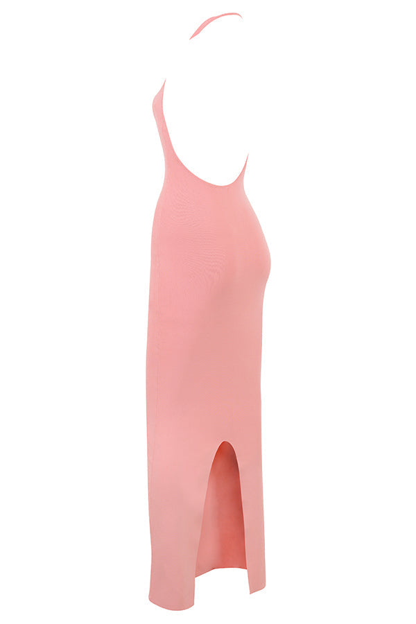 Aprikos bakluckelös långklänning