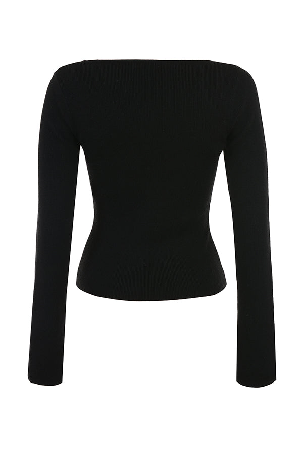 Svart topp med lång ärm