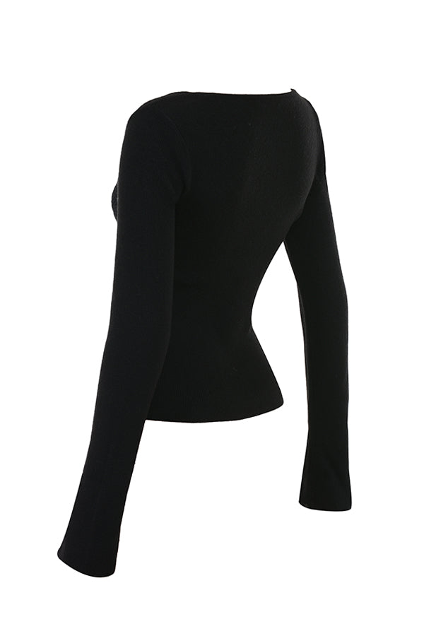 Svart topp med lång ärm
