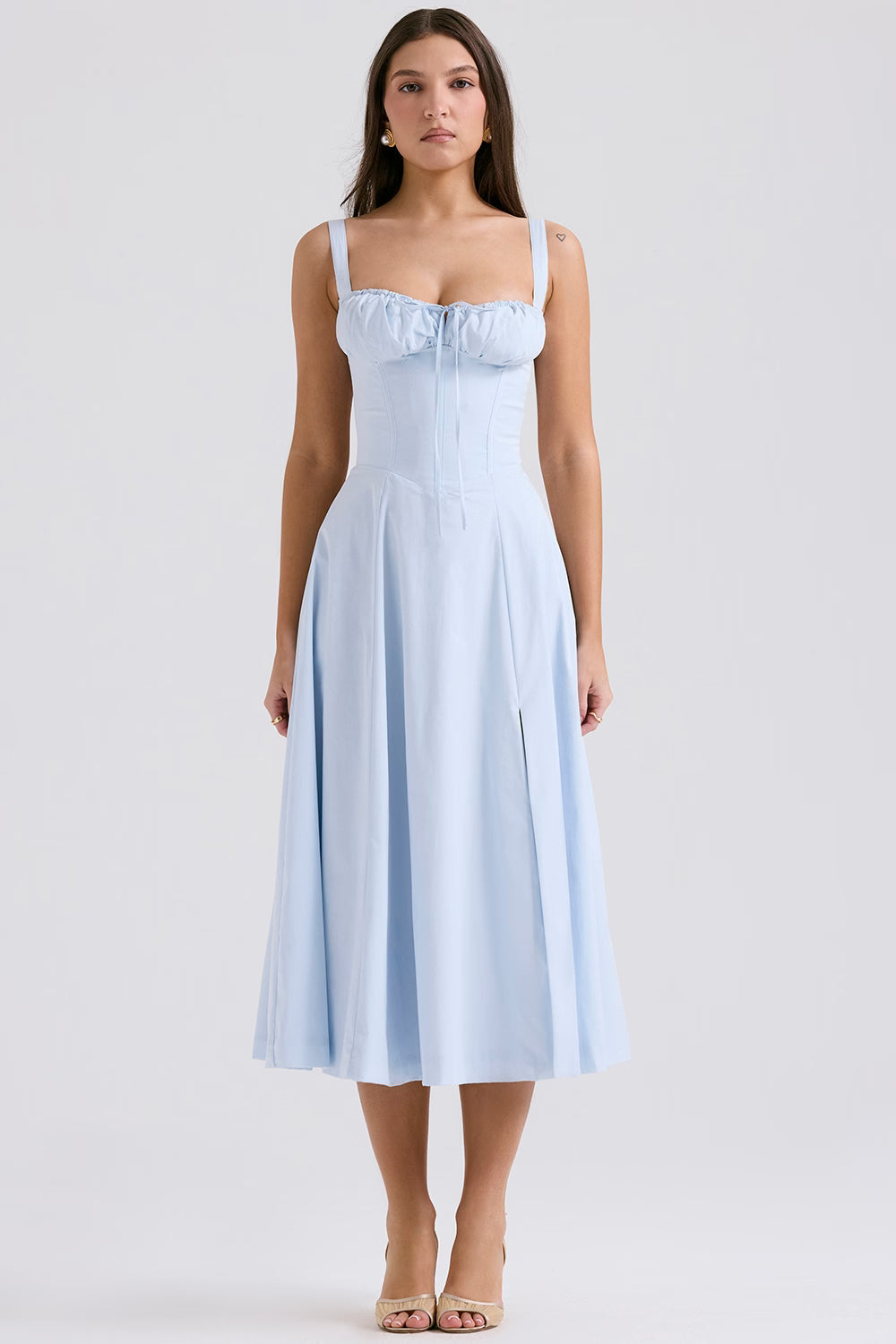 Light blue corset midi dress