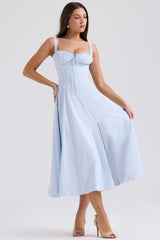 Light blue corset midi dress