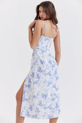 Tryck korsett midi solklänning