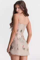 Blommig vintage miniklänning