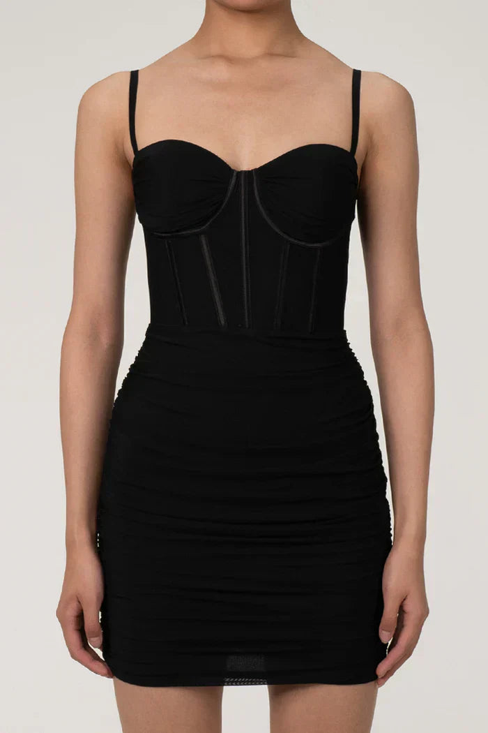 Black corset mini dress