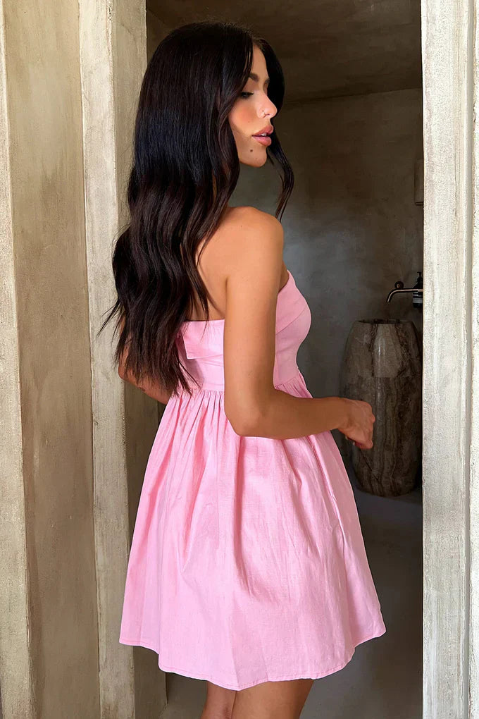 Strapless pink summer dress