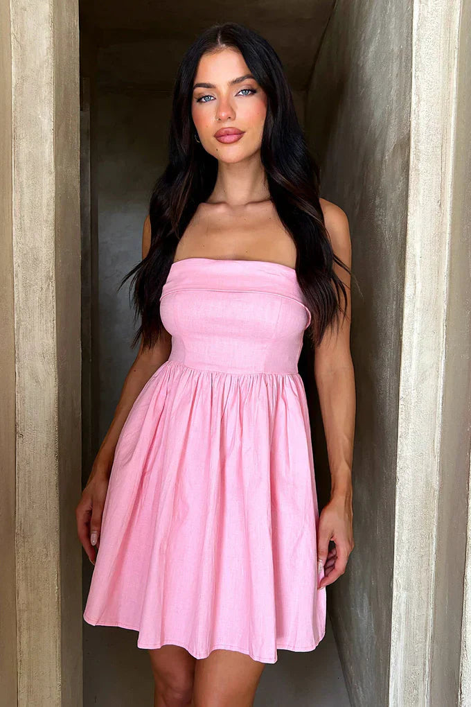 Strapless pink summer dress
