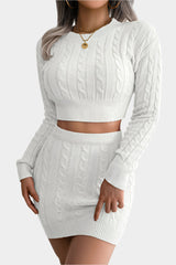 Knitted set with crop top and skirt