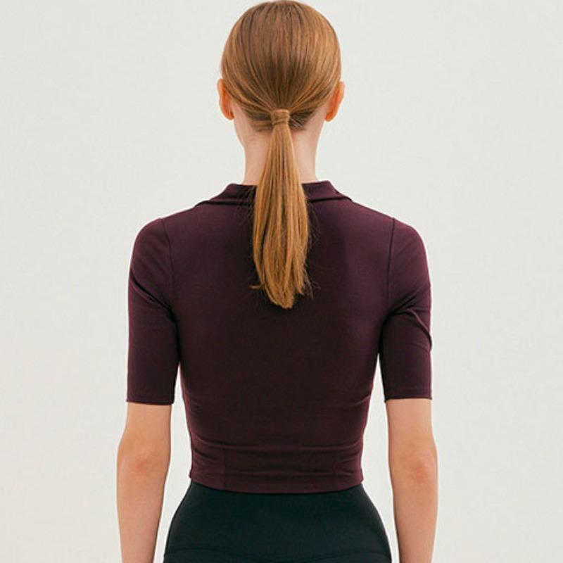 Croppad yogatopp med V-ringning