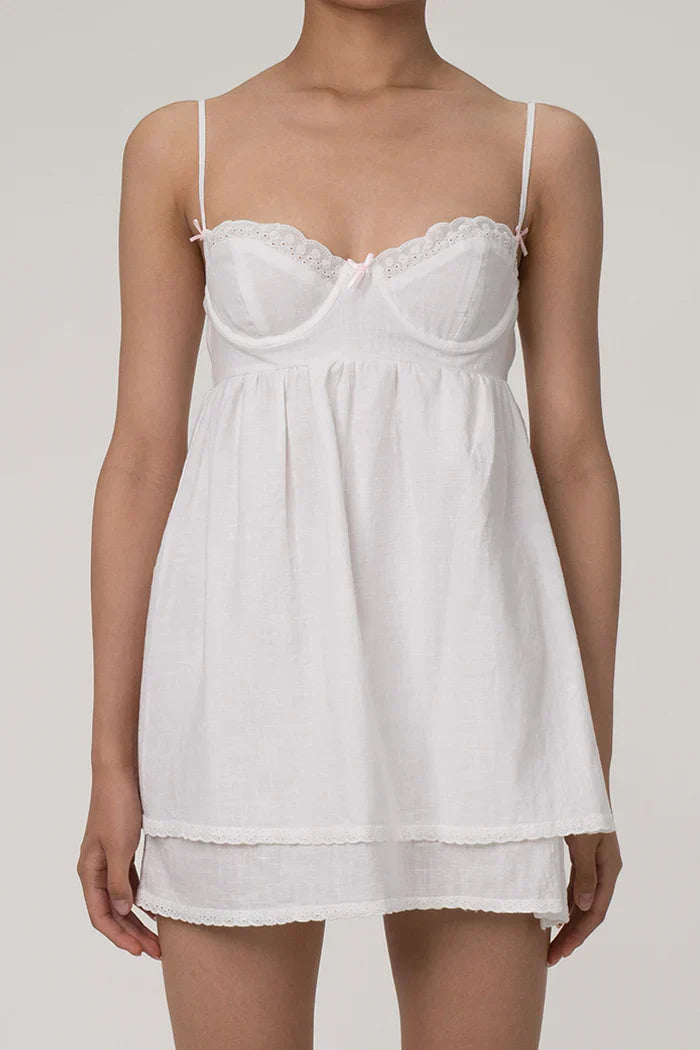 White babydoll mini dress
