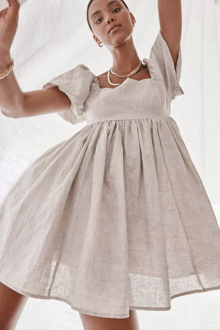 Square neckline babydoll dress