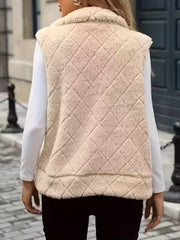 Quilted puffer vest with stand-up collar