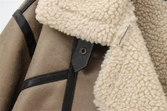 Beige jacket with soft collar & contrast details