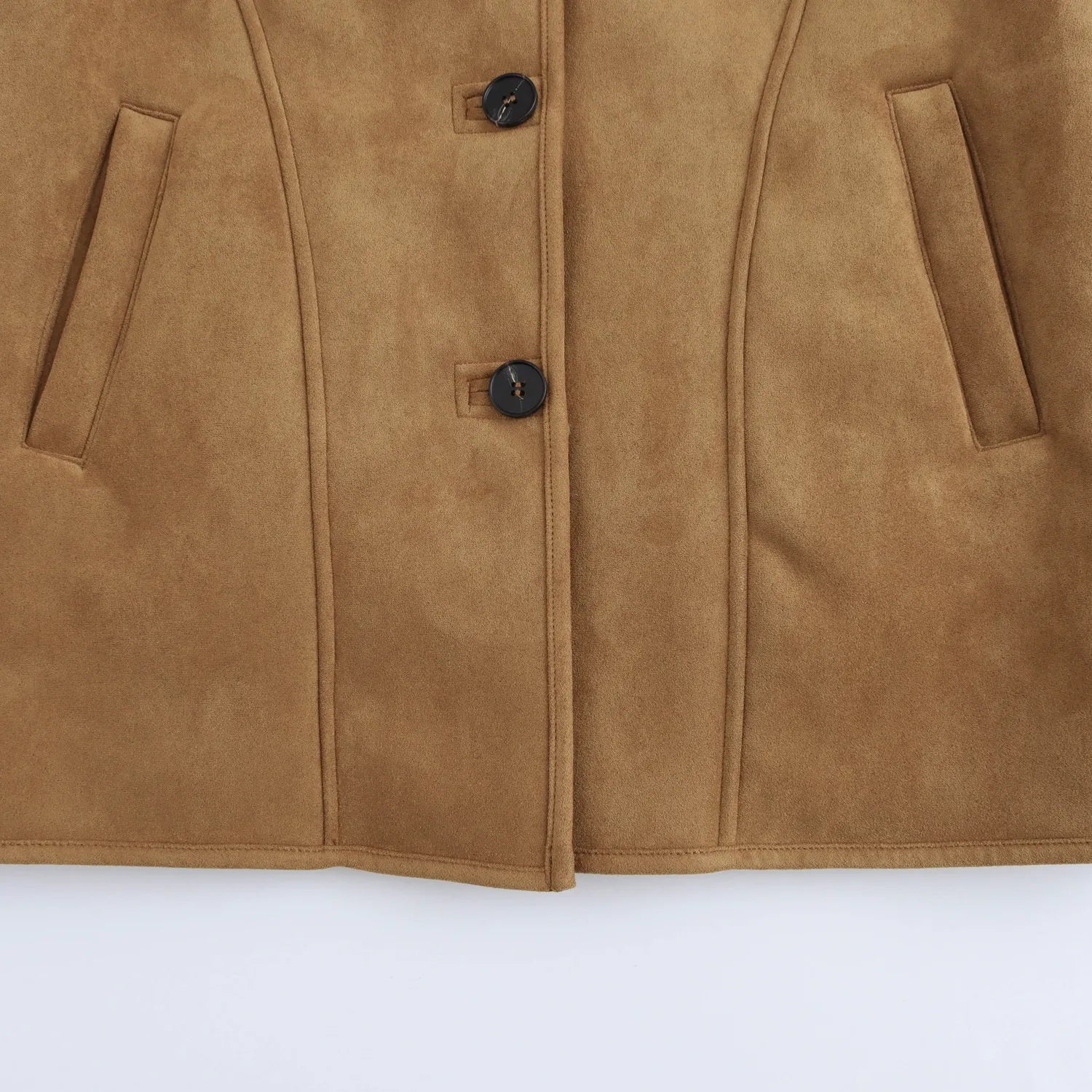 Brown coat with soft collar and buttons