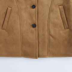 Brown coat with soft collar and buttons