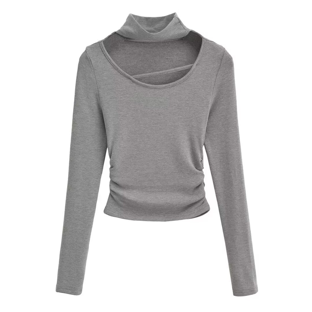 Elegant långärmad topp med halsdetalj