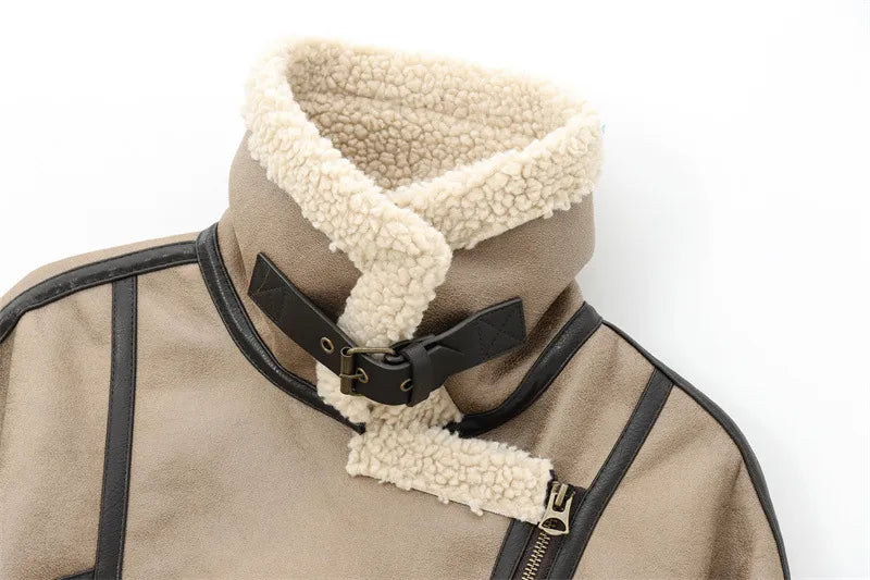 Beige jacket with soft collar & contrast details