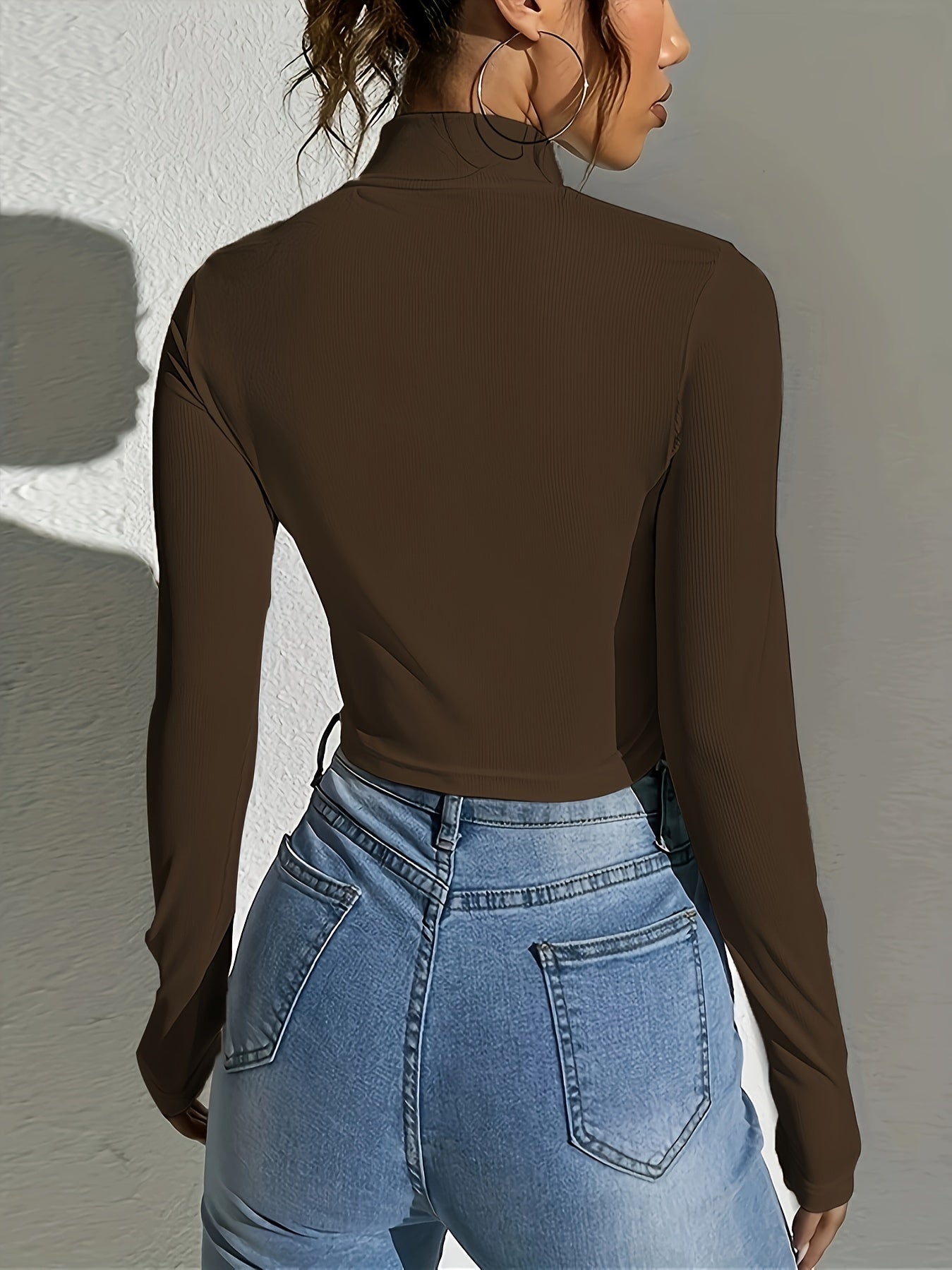 Långärmad T-shirt med dragkedja framtill