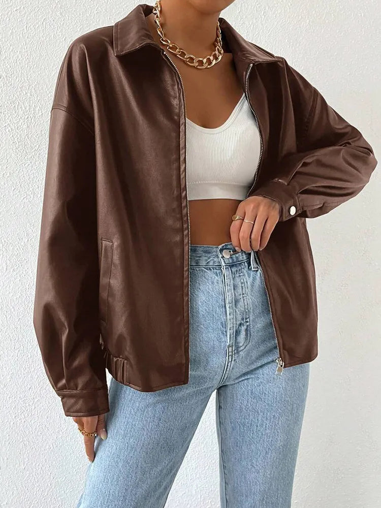 Zip jacket with shirt collar and straight hem