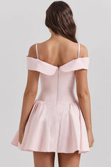 Light pink off-the-shoulder mini dress