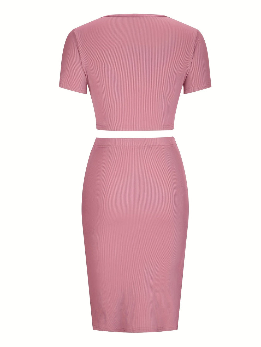 Crop top med fyrkantig halsringning och figurnära kjol